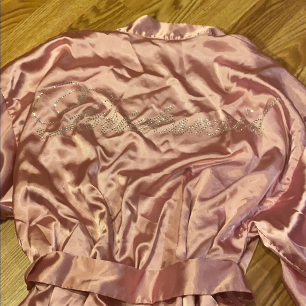 Pink silky bridesmaid bathrobe